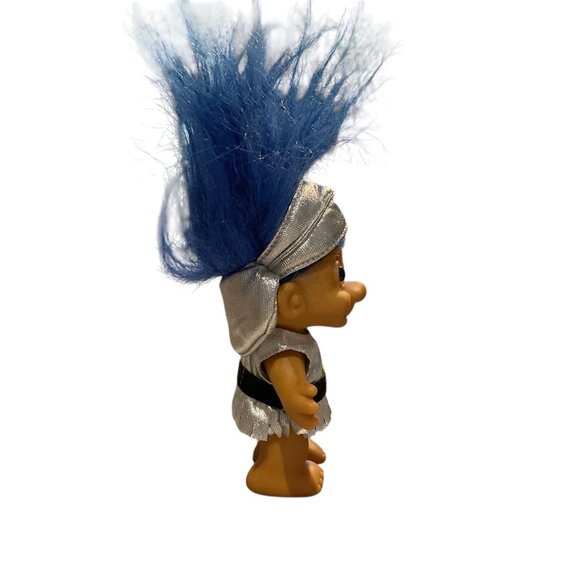 RUSS Gladiator Spartan Troll 5" Doll Blue Hair Silver Garb Vintage NO Sword - Picture 3 of 6